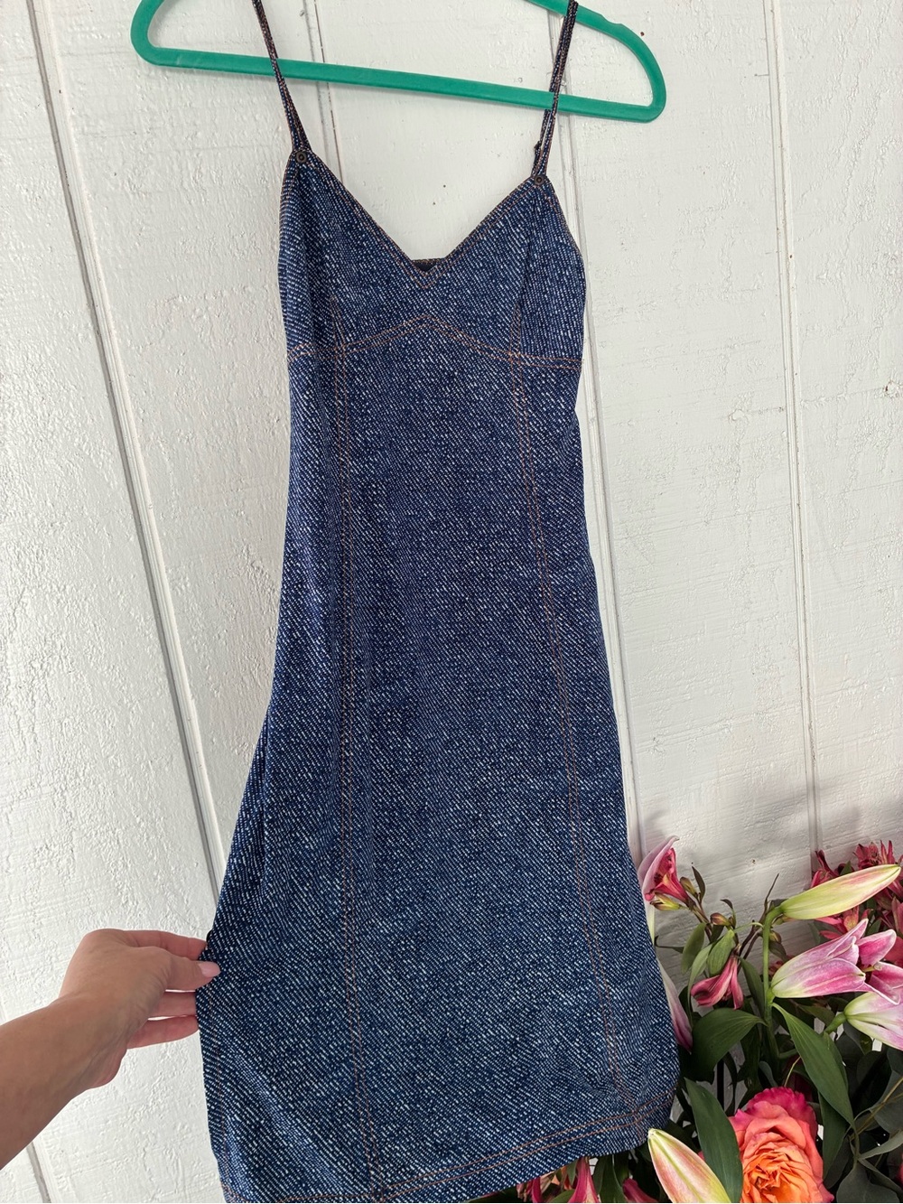 BCBGMAXAZRIA Denim Look Slip Dress XS Made in USA AdjustableStraps. Made in USA